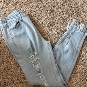 Light Blue Distressed Women Jeans